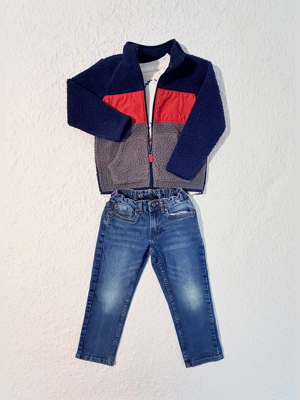 Boys Size 5 | 3-Piece Outfit Bundle | Champion Tee | Carters Sherpa | Steve’s